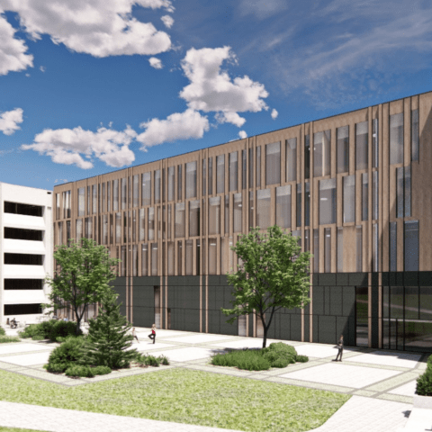 Hluti af teikningu af nýju húsnæði Heilbrigðisvísindasviðs Háskóla Íslands